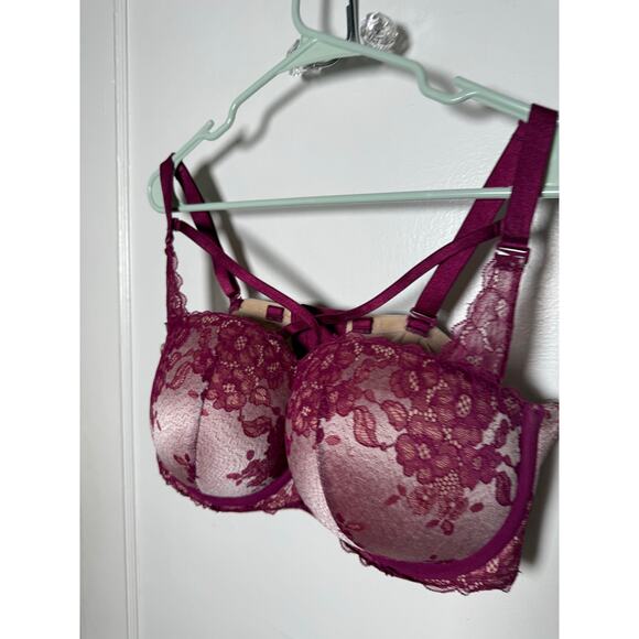 Torrid Curve Red Lace Strappy Push Up Plunge Bra Underwire Sexy Women's 42 DD - Picture 6 of 10